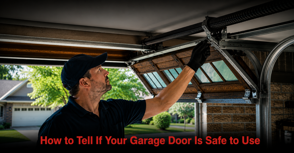 Homeowner testing garage door safety sensor before daily use