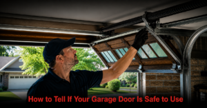 Homeowner testing garage door safety sensor before daily use