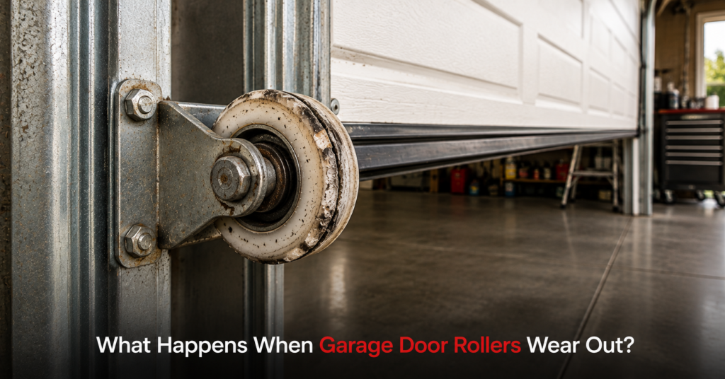 Worn garage door roller